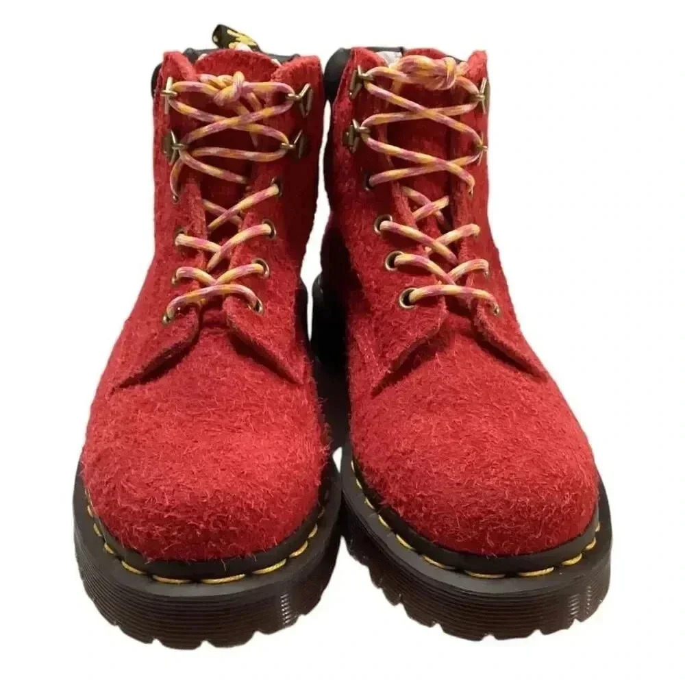 Dr Martens Boots Women 7 Men 6 Red 939 Ben Suede Padded Collar Lace Up Shoes NEW